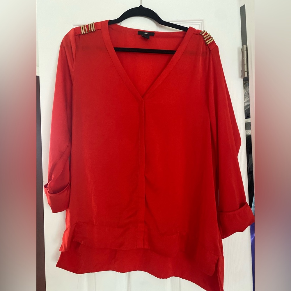 H&M red polyester blouse